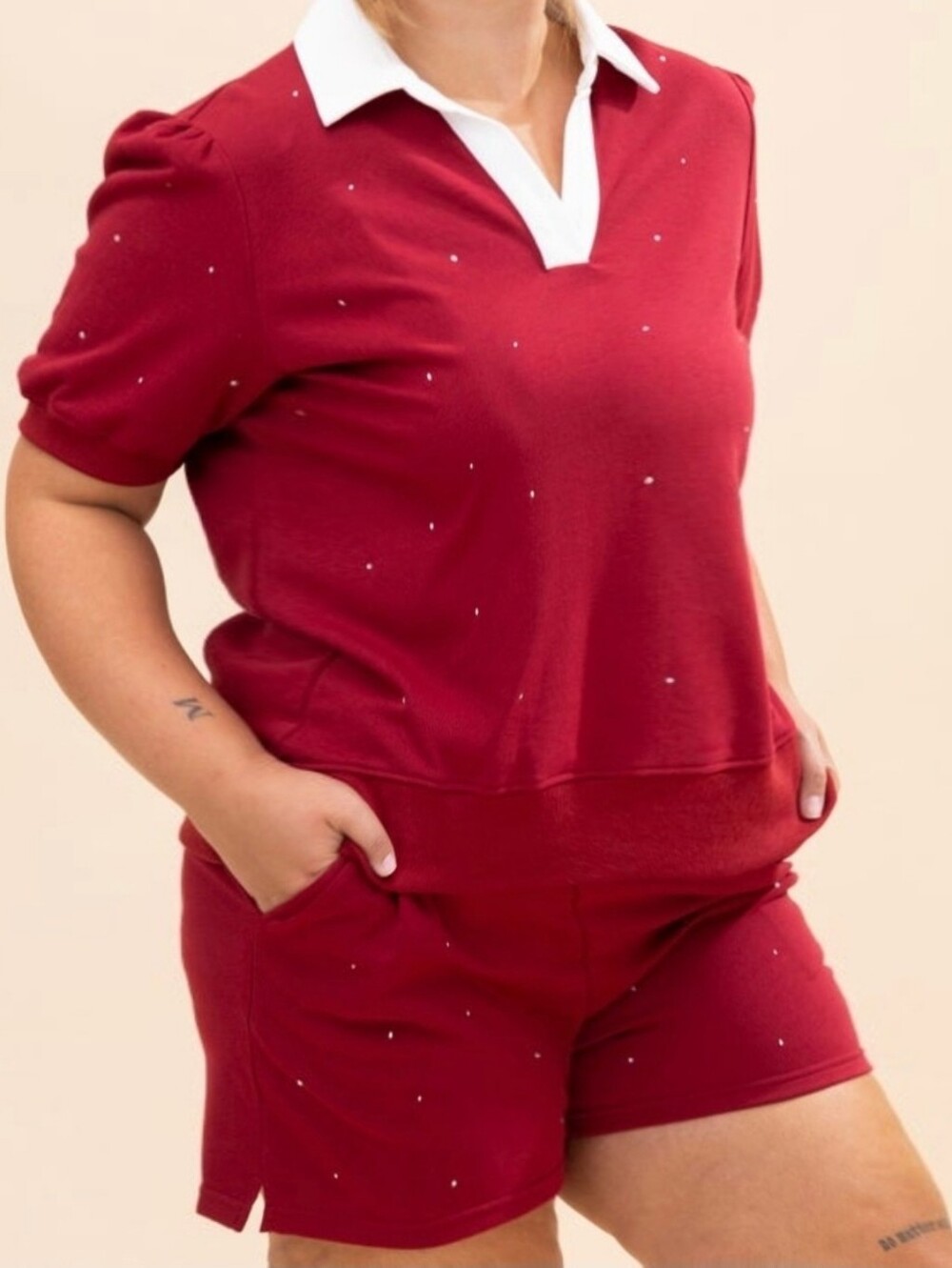 Oddi Women's Red Polo Collar Short Set